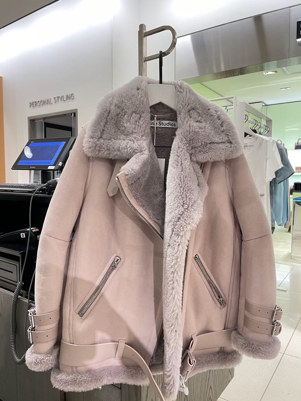 Acne Studios Velocite Suede & Genuine
Shearling Biker Jacket